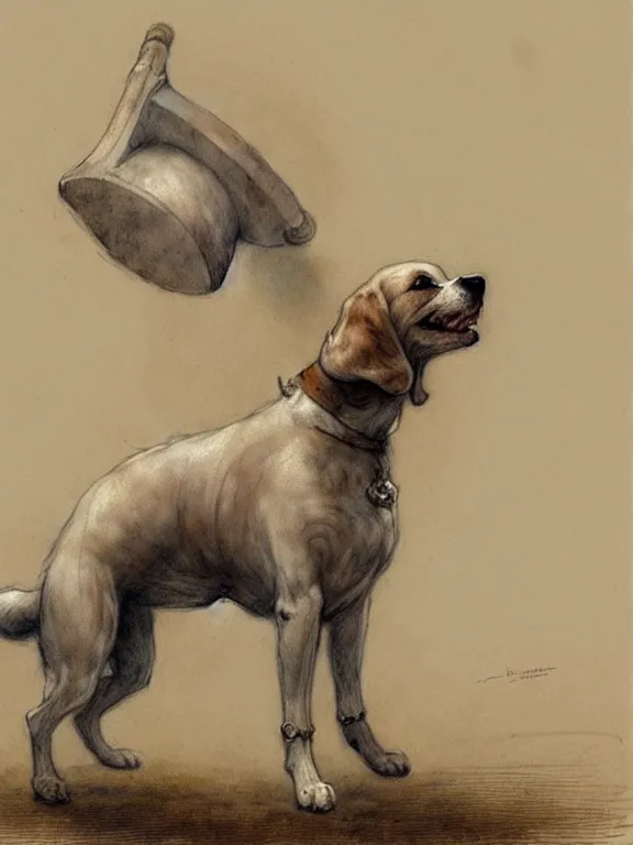 Image similar to a dog with a huge bone, muted colors, by jean - baptiste monge