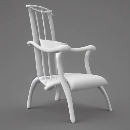 Prompt: a chair made out of marshmallow, concept art, trending on artstation 3D.