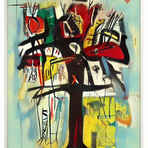 Image similar to basic composition uses the frame of the qabbalistic tree of life, basquiat