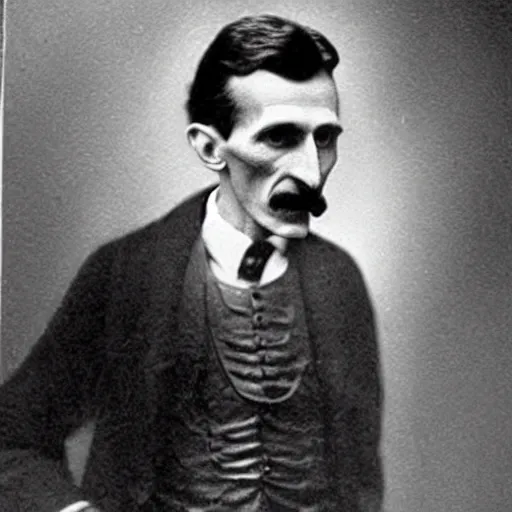 Prompt: Nikola Tesla with the torso of a mechanical spider