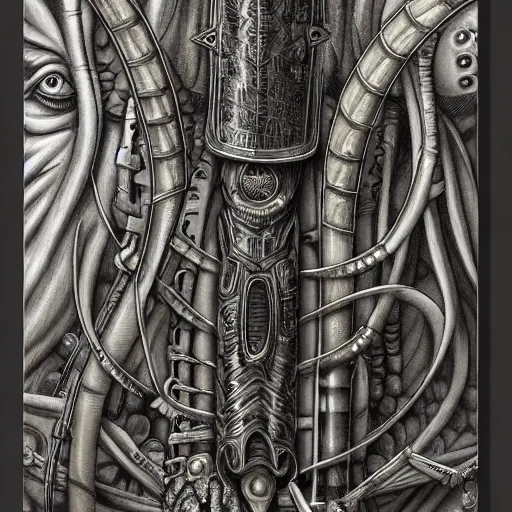 Image similar to giger, h. r. - intricately detailed samurai sword