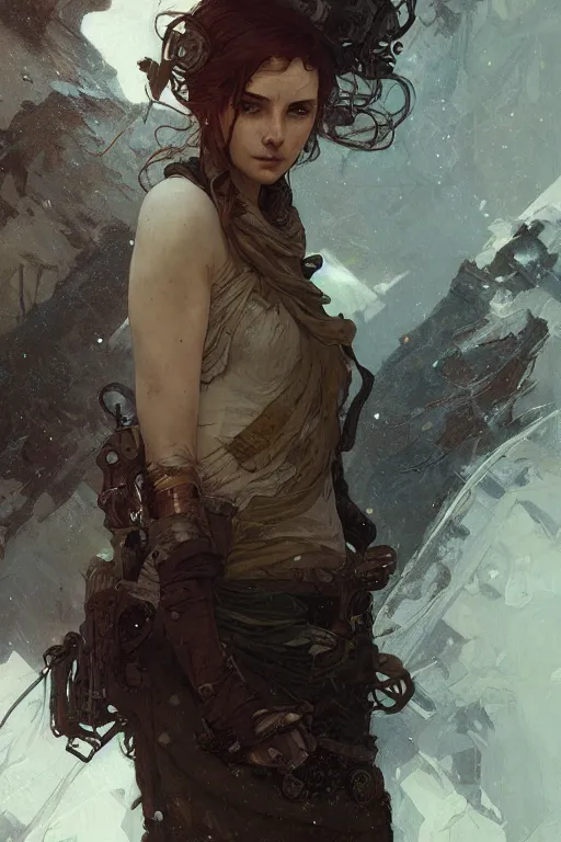 Prompt: A full portrait of a beautiful post apocalyptic offworld arctic biosleeper, intricate, elegant, highly detailed, digital painting, artstation, concept art, smooth, sharp focus, illustration, art by Krenz Cushart and Artem Demura and alphonse mucha