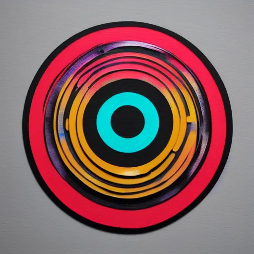 Image similar to 3 d of the mega online radio logo symbol, flat paint, acrylic, minimal, abstract, art style by joshy sly, water color, soft pastel colors, generate multiple random colors