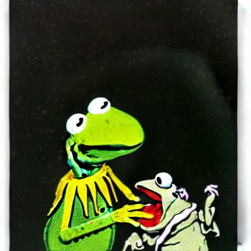 Image similar to “Kermit the Frog Devouring His Son” by Francisco Goya