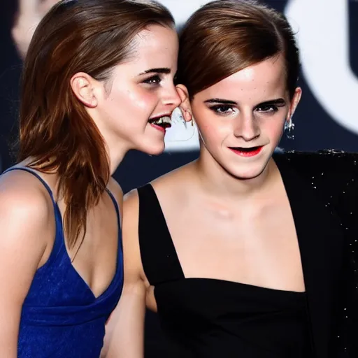 Image similar to emma watson whispering secret to a friend