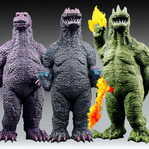 Prompt: godzilla as a sofubi toys