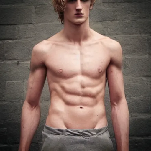 Image similar to “a realistic detailed photo of a guy who is an attractive humanoid who is half robot and half humanoid, who is a male android, Jack Laugher, shiny skin, posing like a statue, blank stare”