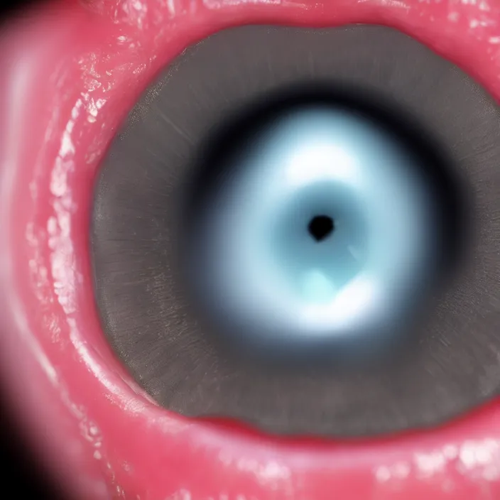 Prompt: extreme closeup macro shot of mouth with eye inside, ray tracing, hyper detailed, extremely realistic,