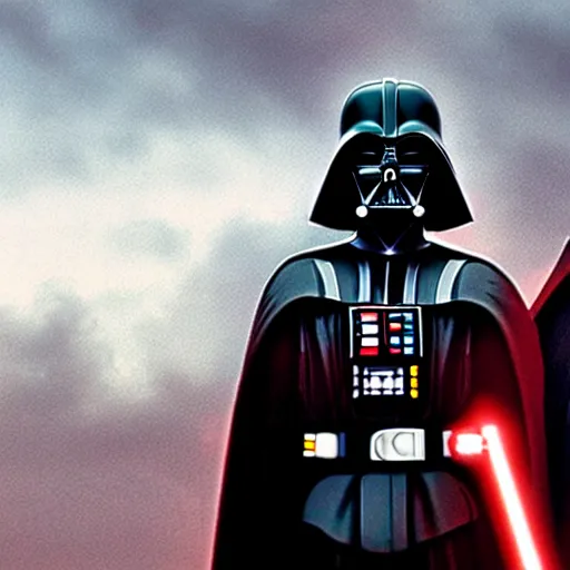 Image similar to darth vader ( left ) jesus ( right )