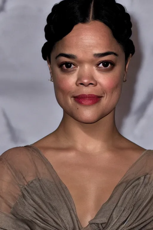 Prompt: Tessa Thompson as princess leia