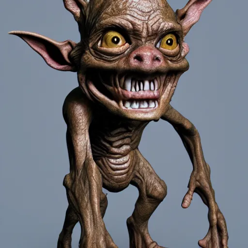 Prompt: a photorealistic render of a goblin in the style of Remi Luizy, Jean-Philippe Degosse, ultra detailed, octane render, 8K, raytracing