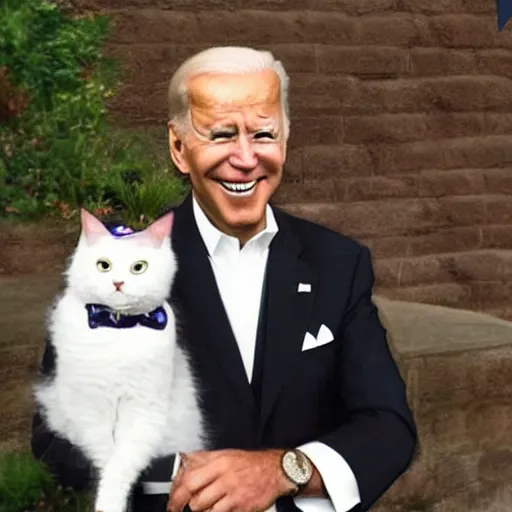 Image similar to Joe Biden with cat ears and maid outfit