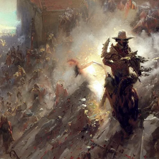 Image similar to the human enemy, painting by Gaston Bussiere, Craig Mullins