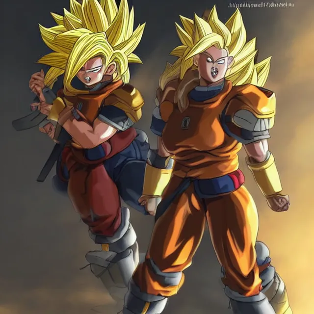 Prompt: a female super saiyan as a battle harden soldier / knight trending on artstation deviantart pinterest photorealistic hd 8 k highlights and shadow detailed high resolution