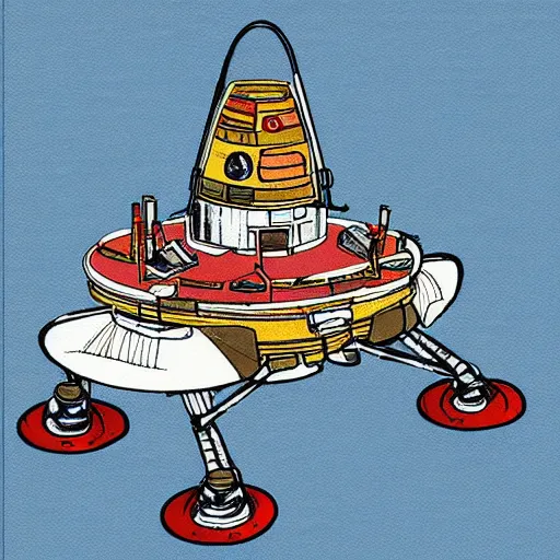 Prompt: detailed spacecraft in the style of nacho yague
