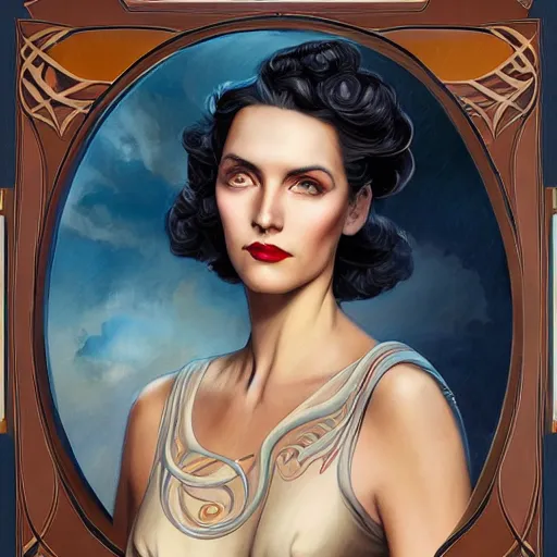 Prompt: an art nouveau, ( streamline moderne ), multi - ethnic and multi - racial portrait in the style of charlie bowater, and donato giancola, and charles dulac. very large, clear, expressive and intelligent eyes. symmetrical, centered, ultrasharp focus, cinematic lighting, photorealistic digital matte painting, intricate ultra detailed background.