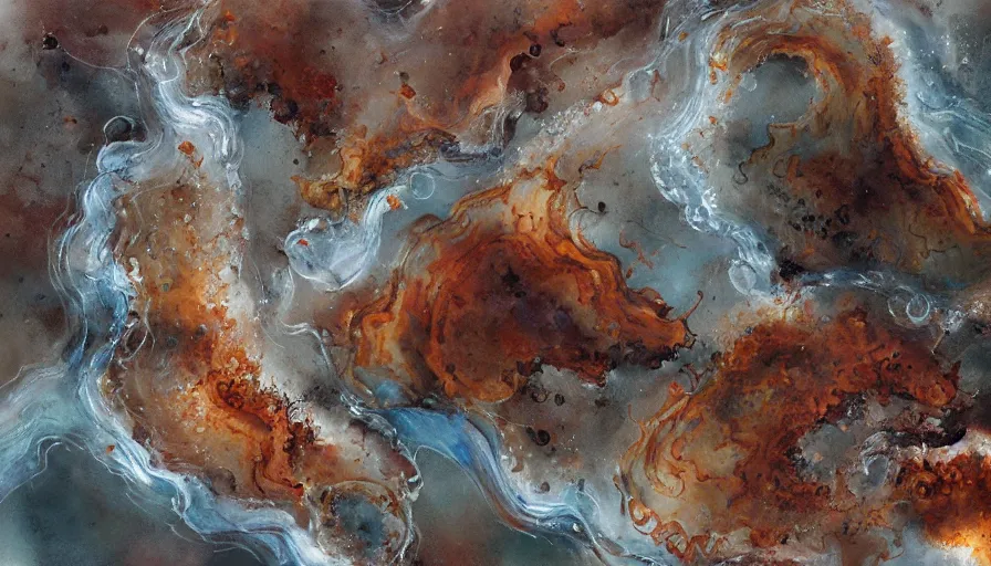 Prompt: kent williams plume agate aquatic horror shape diablo canyon rendered extremely detailed