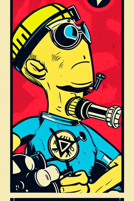 Image similar to fallout 7 6 retro futurist illustration art by butcher billy, sticker, colorful, illustration, highly detailed, simple, smooth and clean vector curves, no jagged lines, vector art, smooth andy warhol style