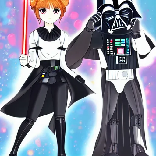 Prompt: darth Vader as an adorable anime princess