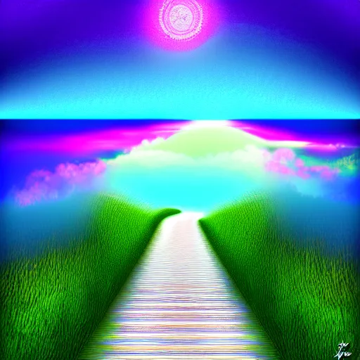 Prompt: blissful journey, digital art