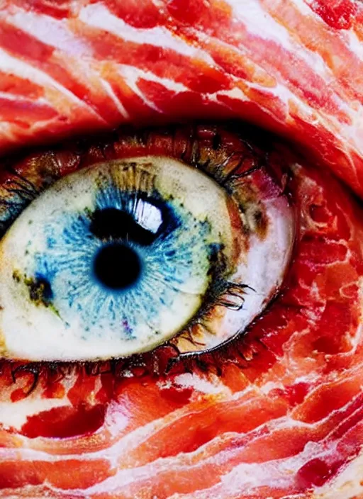 Image similar to portrait of a stunningly beautiful eye, multiplied, 🥓