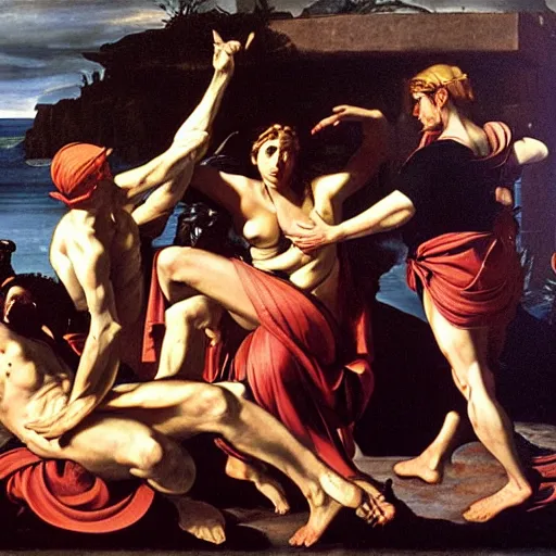 Image similar to circe of the odyssey, art by caravaggio