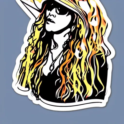 Image similar to stevie nicks, sticker - art, svg vector, adobe - illustrator