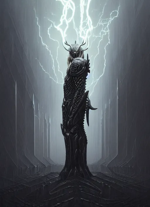 Prompt: masterpiece, nordic thor god of thunder concept art, intricate matte painting, doom, elegant, majestic, epic, art by h. r. giger, greg rutkowski, josan gonzalez, alexey egorov, biomechanical armor, lightning, electricity sparks, glowing eyes