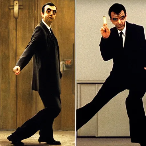 Image similar to mr bean in the matrix