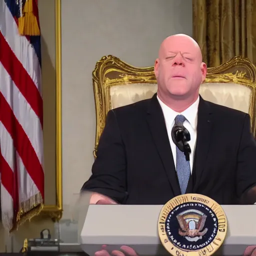 Image similar to Hank Schrader presidential inauguration, ultra intricate, ultra detailed, 8k, cinematic,