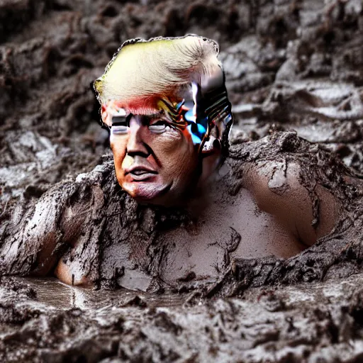 Prompt: donald trump covered in mud