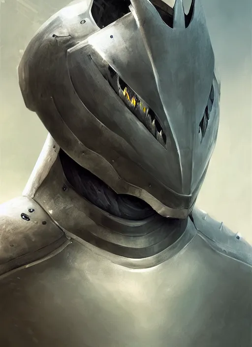 Image similar to digital painting of a human shark wearing knight armor, shark head, fantasy, portrait, scifi, realistic, detailed, concept art, ruan jia, wlop