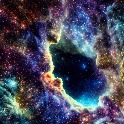 Image similar to a cave leading into a nebula