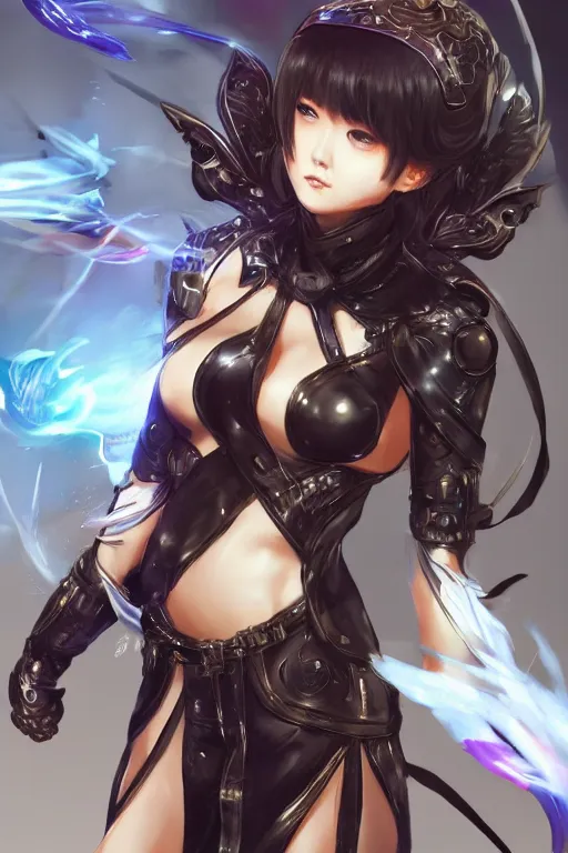 Prompt: female android in a blade and soul spinoff artbook rendered by the artist Hyung tae Kim, Jiyun Chae, Lê Long, Joe Madureira, trending on Artstation by Hyung tae Kim, artbook Lau, WLOP, Rossdraws , James Gurney, Bennett Durfee, Max Berthelot