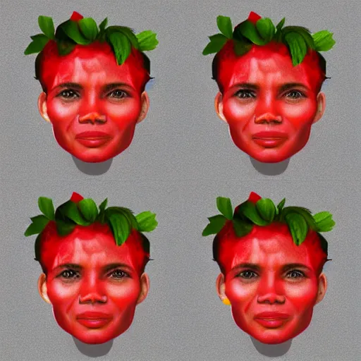 Prompt: halle berry face on a strawberry morph digital art