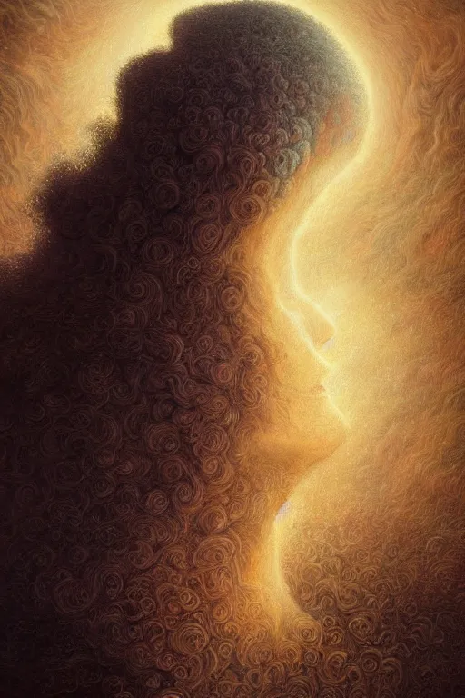 Prompt: intricate stunning highly detailed portrait of quintana sopa de cabra, digital painting by agostino arrivabene and vladimir kush, surreal, ultra realistic, horror vacui, dramatic lighting, full moon, thick black swirling smoke tornado, burning fire embers, artstation