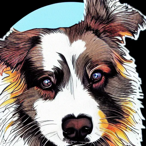 Image similar to australian shepard in the style of neil gaiman