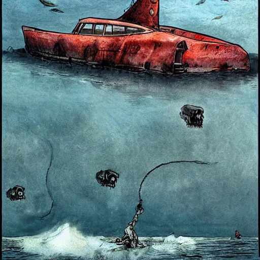 Image similar to monster in the sea by enki bilal