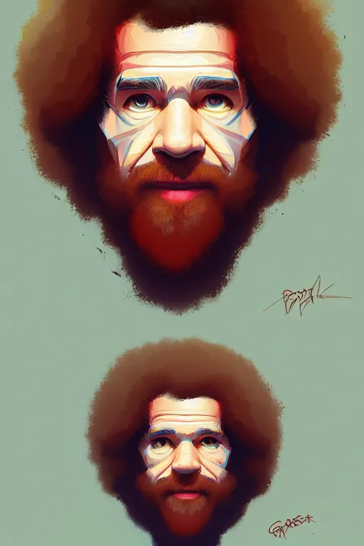 Prompt: symmetrical! portrait of Bob Ross, modern, colourful!! abstract highly detailed, digital painting, artstation, concept art, sharp focus, illustration, by greg rutkowski