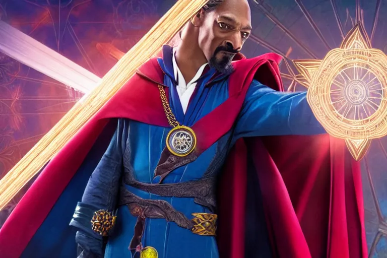 Image similar to film still of snoop dogg as doctor strange in doctor strange film, 4 k