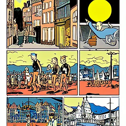 Prompt: Unpublished Adventures of Tintin graphic novel by Hergé