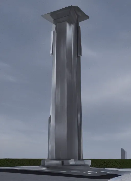 Prompt: highly detailed architecture render of a futuristic metallic monument stele standing on the road archdaily made in unreal engine 4