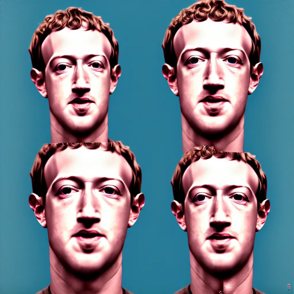 Image similar to one mark zuckerberg staring into your soul, hyper realistic, painting