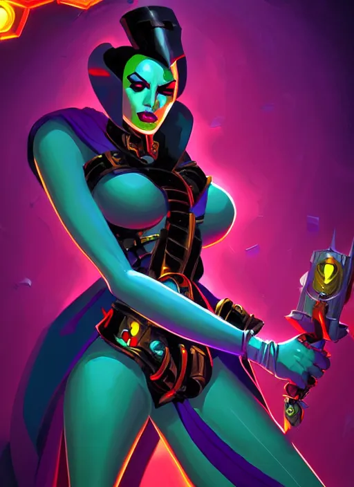 Image similar to queen machine, supervillain, villainess, pulp femme fatale, comic cover painting, masterpiece artstation. 8 k, sharp high quality artwork in style of wayne reynolds and don bluth, concept art by jack kirby, blizzard warcraft artwork, hearthstone card game artwork