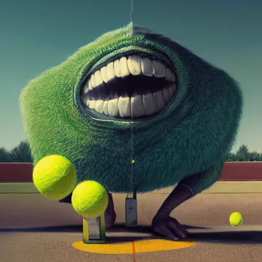 Image similar to highly detailed vfx portrait of a character of a tennis ball monster skateboarding skateboard stephen bliss, chalk, unrealengine, greg rutkowski, loish, rhads, beeple, chalk, makoto shinkai and lois van baarle, ilya kuvshinov, rossdraws, tom bagshaw, basil gogos