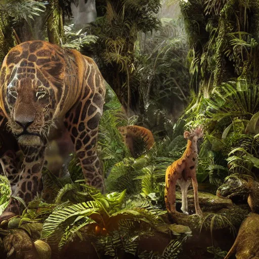 Image similar to queen of the jungle, 4 k, intricately detailed, jaw dropping, surreal, octane render