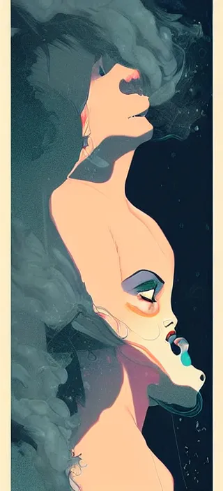 Image similar to lots of swirling, dreamy, thick smoke exhaled from a young woman's open mouth, by conrad roset, dramatic digital art, trending on artstation