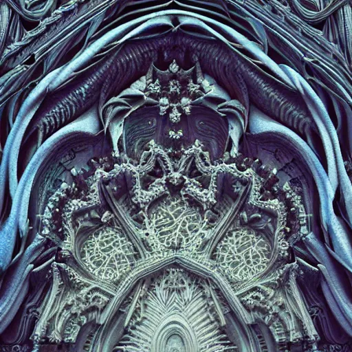 Prompt: beautiful hyperrealistic 3 d render of a delicate ivory sculpture of an ornate cathedral made entirely of mandelbrot fractals by android jones, micro detail, unreal engine, dramatic lighting, psychedelic, octane renderer, catholicpunk, glowing, white color scheme, photorealistic, physically based rendering, angelic, hyper detailed, colorful, carved soap, trending on cgsociety