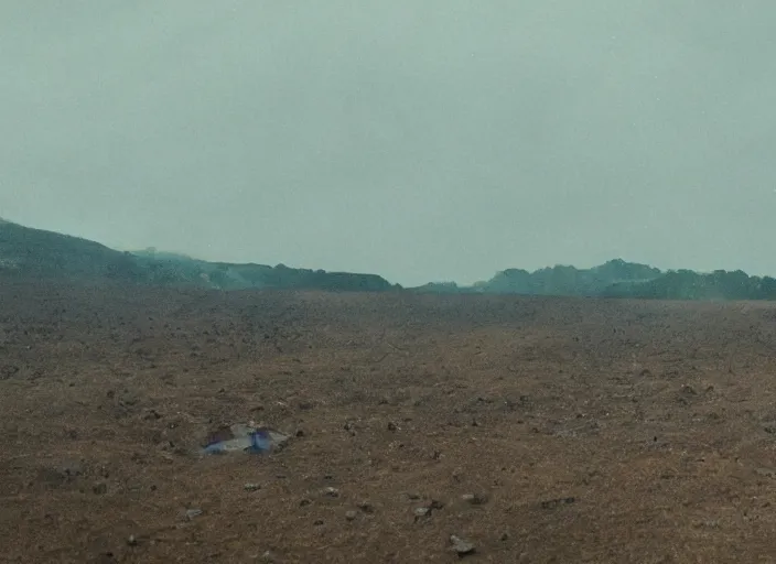 Image similar to A very high resolution image from a new movie, landscape, raining, hot, directed by wes anderson