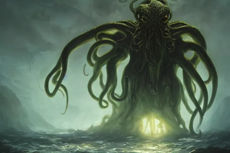 Image similar to cthulhu rising from the sea, digital art, magic the gathering, mtg, by greg rutkowski, trending on artstation